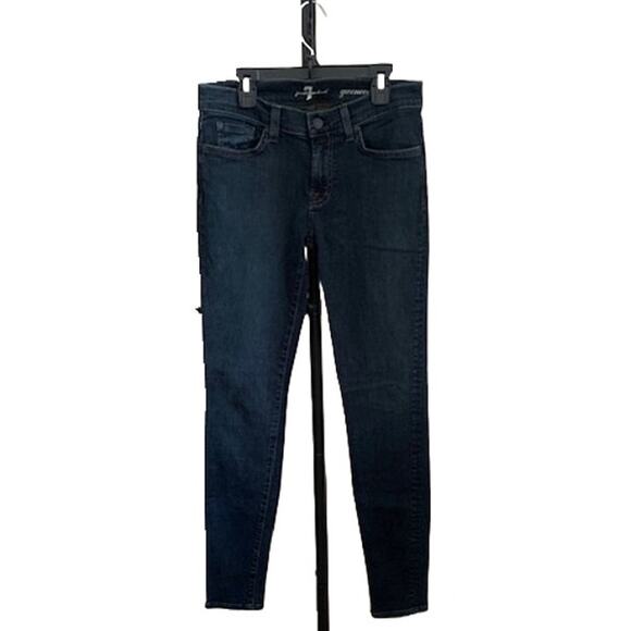7 For All Mankind–Gwenevere Skinny Jeans– Stretch Denim–Dark Wash–Women-29 - Picture 6 of 7